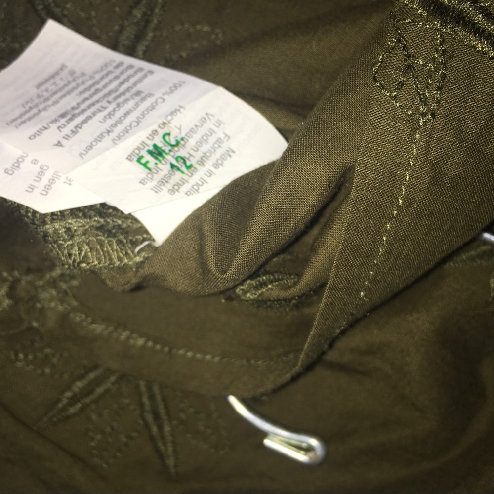 Madewell Olive Embroidered Bubble Sleeve Blouse S - Picture 6 of 10